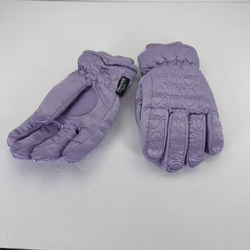 Athletech Thinsulate Gloves Girls XL Purple‎ Quilted Heart Insulated Winter Ski